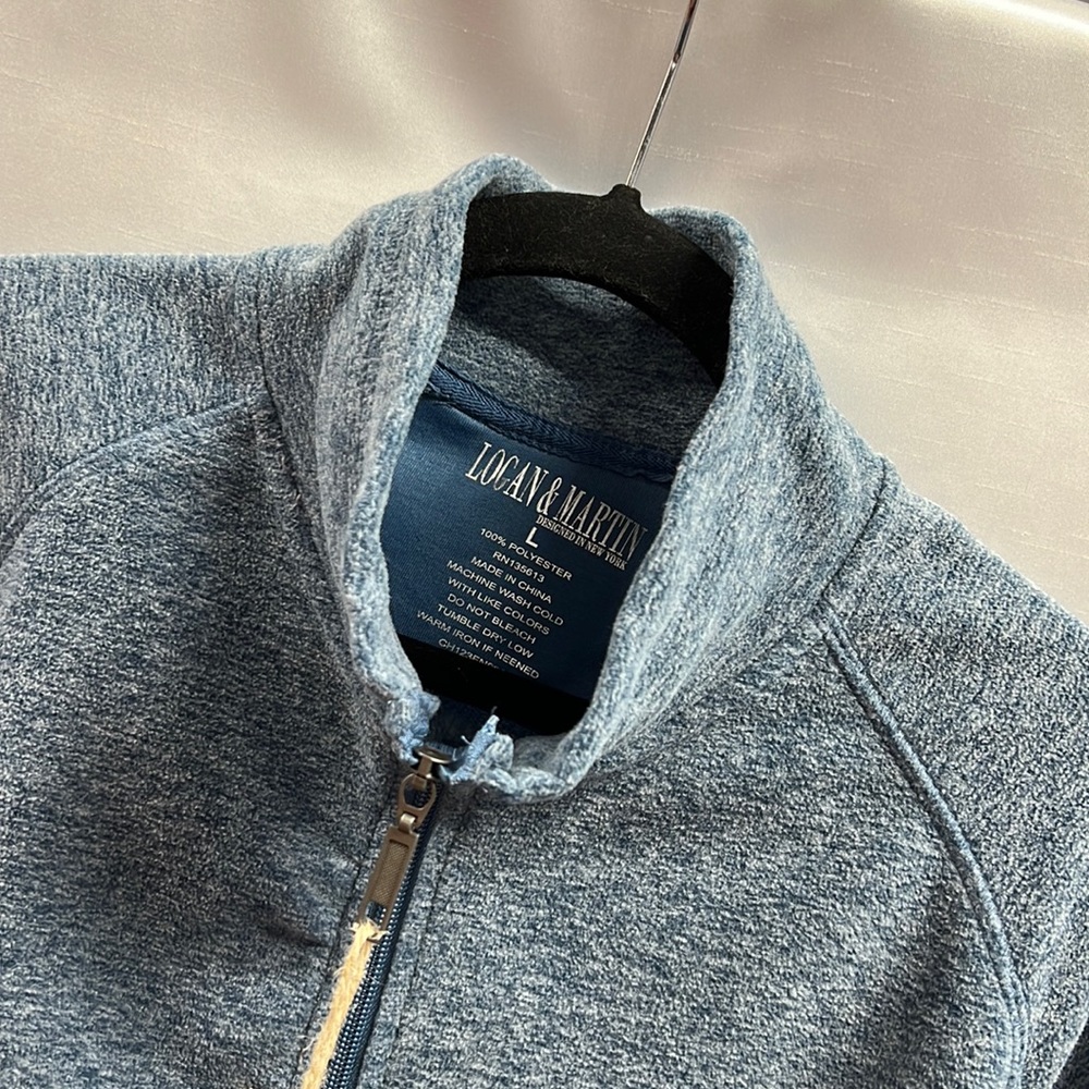 Soft Blue Fleece Men’s Logan & Martin Full Zip Jacket New With Tags Size Large